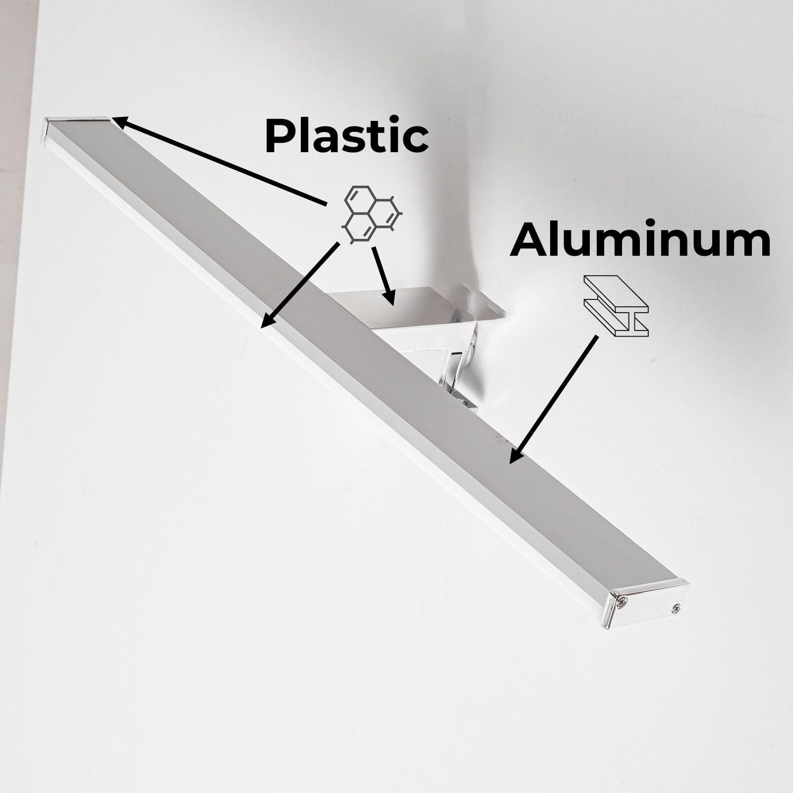 Alpinaluz Lampa ścienna LED do lustra łazienkowego, neutralne białe światło, 4000 K, IP44, aluminiowa obudowa i chromowany uchwyt z poliwęglanu, montaż na ścianie lub szafce (50 cm, 12 W)