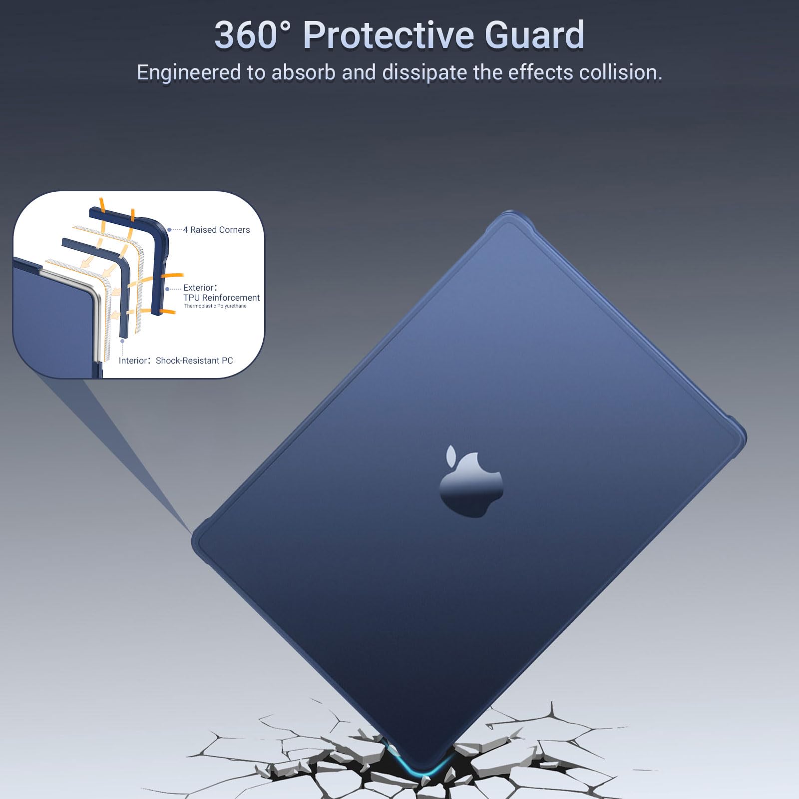 MOSISO Coque Compatible avec MacBook Air 13 Pouces M5 M4 M3 M2 2026-2022, Anti-Traces de Doigts & Anti‑Chocs - Coque Rigide en TPU, Kit 4 en 1 pour A3449 A3240 A3113 A2681,Bleu Minuit