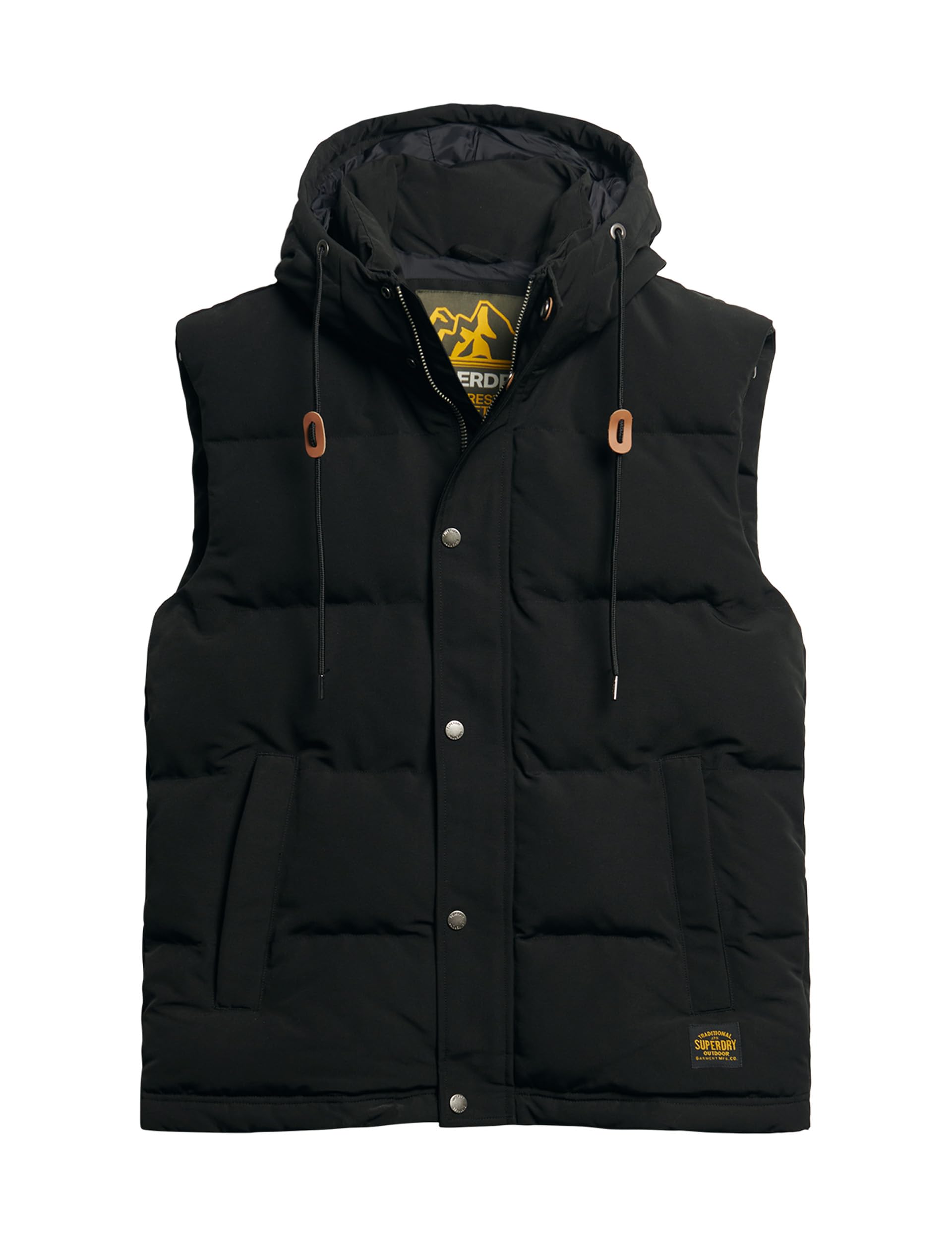 Superdry EVEREST HOODED PUFFER GILET, Vestes Homme, Jet Black,
