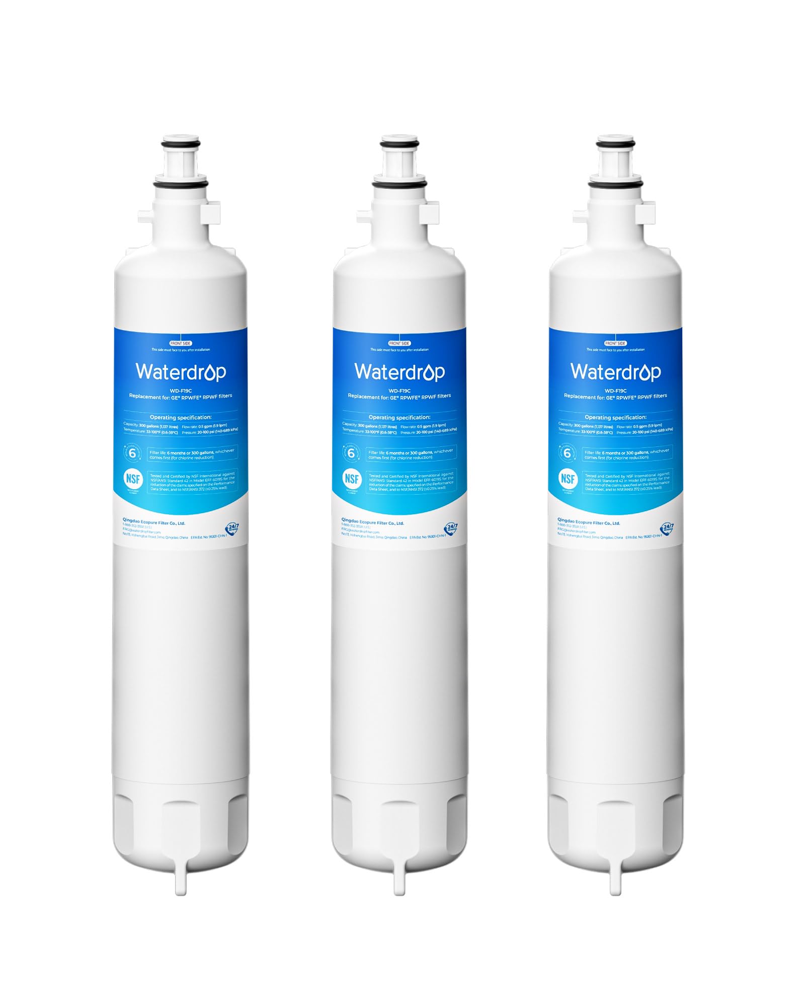 Waterdrop Replacement for GE RPWFE RPWF Built-in CHIP Refrigerator Water Filter Compatible with GFE28GYNFS GFE28GELDS PFE28KELDS PFE28KYNFS GFD28GELDS