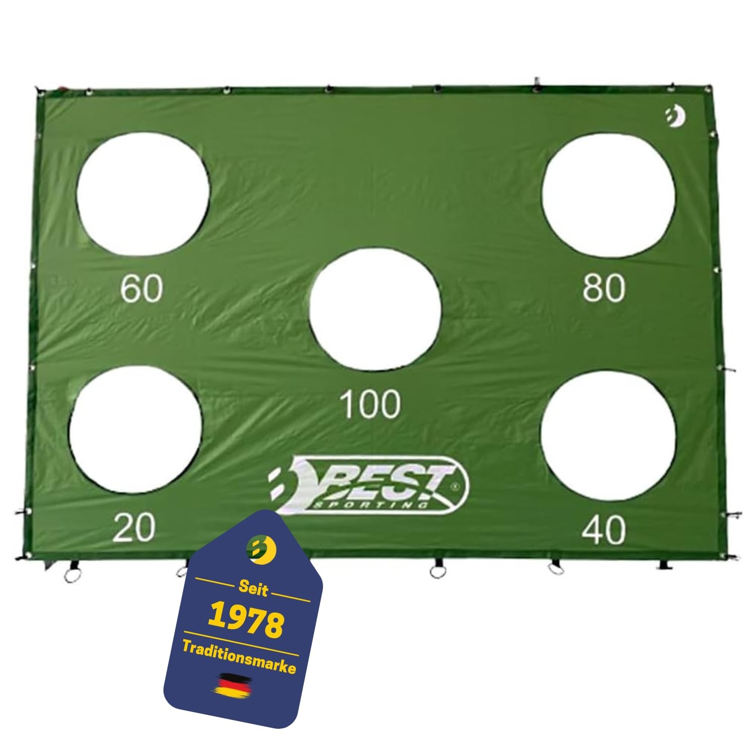 Best Sporting Torwand mit 5 Schusslöchern I 213 x 152 cm I Passend für Fußballtore mit 240 x 170 cm I Fußball-Trainingswand I Torwand in Grün