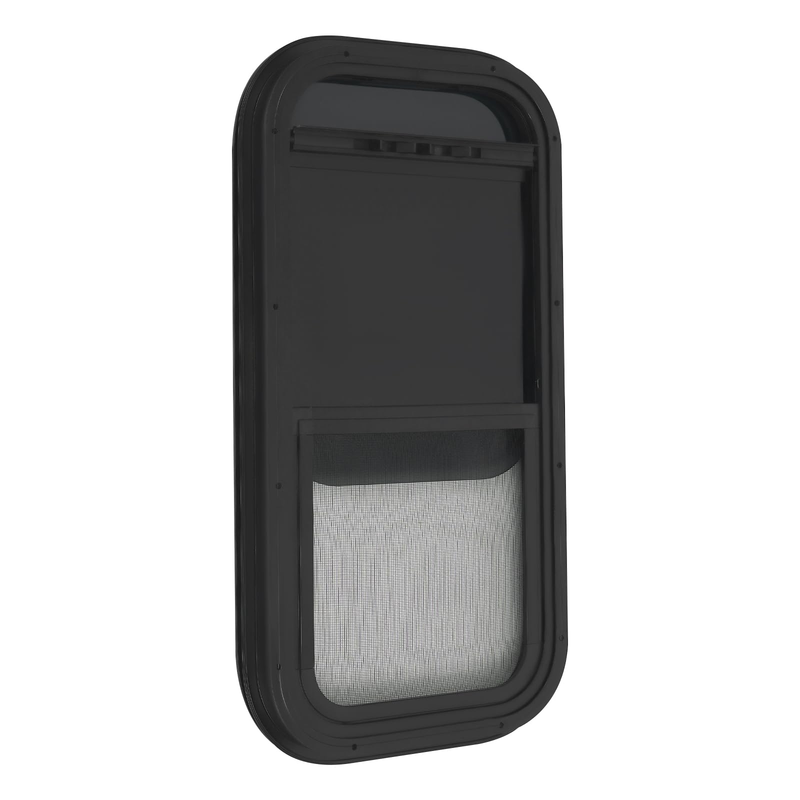Finestra scorrevole verticale per camper, furgoni, camion, rimorchi – Telaio in alluminio e vetro temperato, impermeabile, resistente ai raggi UV, insonorizzata, montaggio facile, nero (300x600mm)