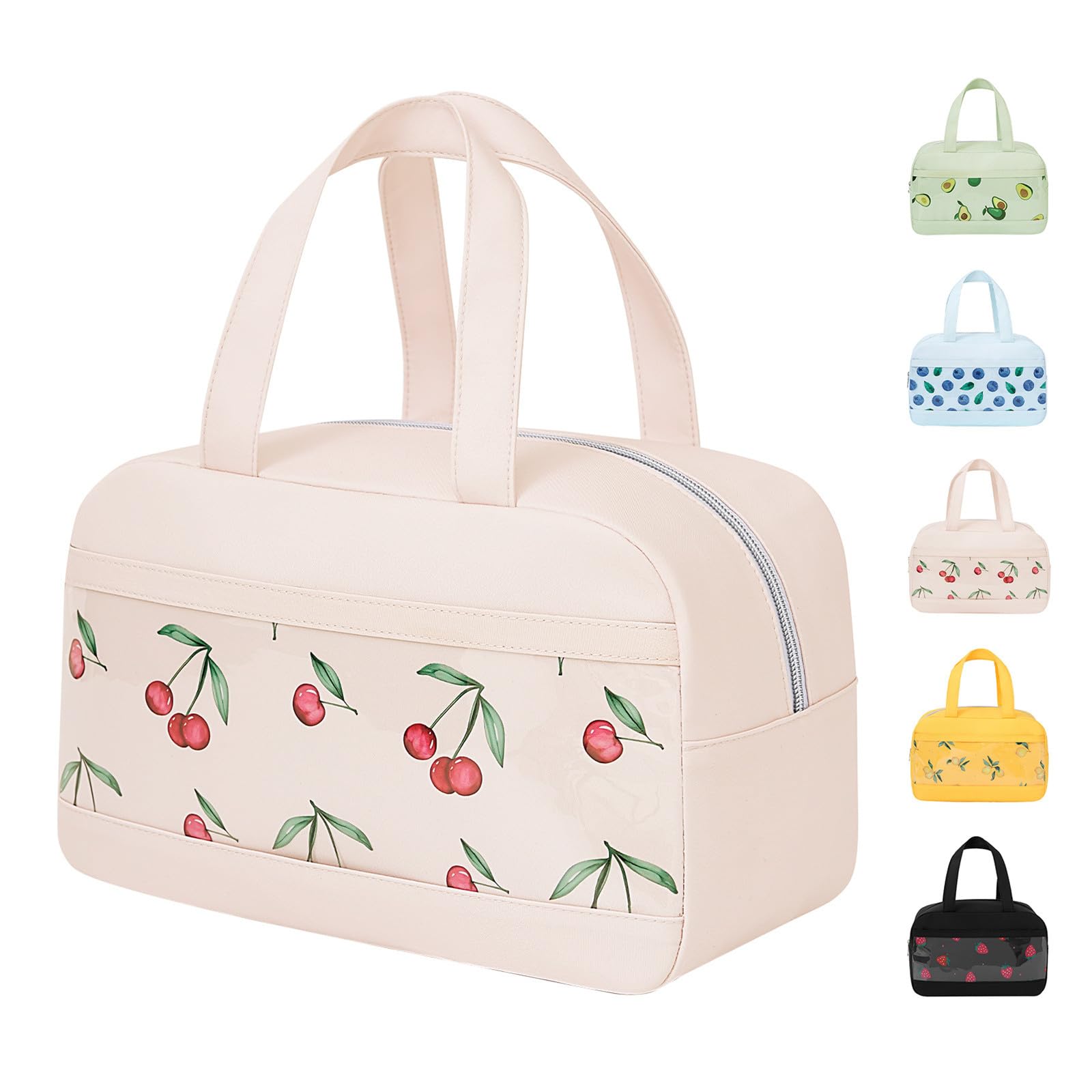 WUWYOUWL Cute Lunch Bag Large Capacity Foldable Cooler Bag (Pink Cherry) โ image 1