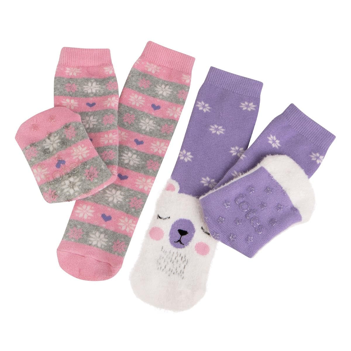 Totes Polar Bear / Fair Isle Toasties® Childrens Original Slipper-Sox (Twin Pack)
