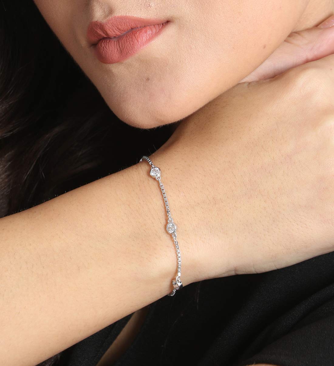Clara Made with Swiss Zirconia 925 Sterling Silver Grazia Solitaire Bracelet Gift for Women and Girls 2