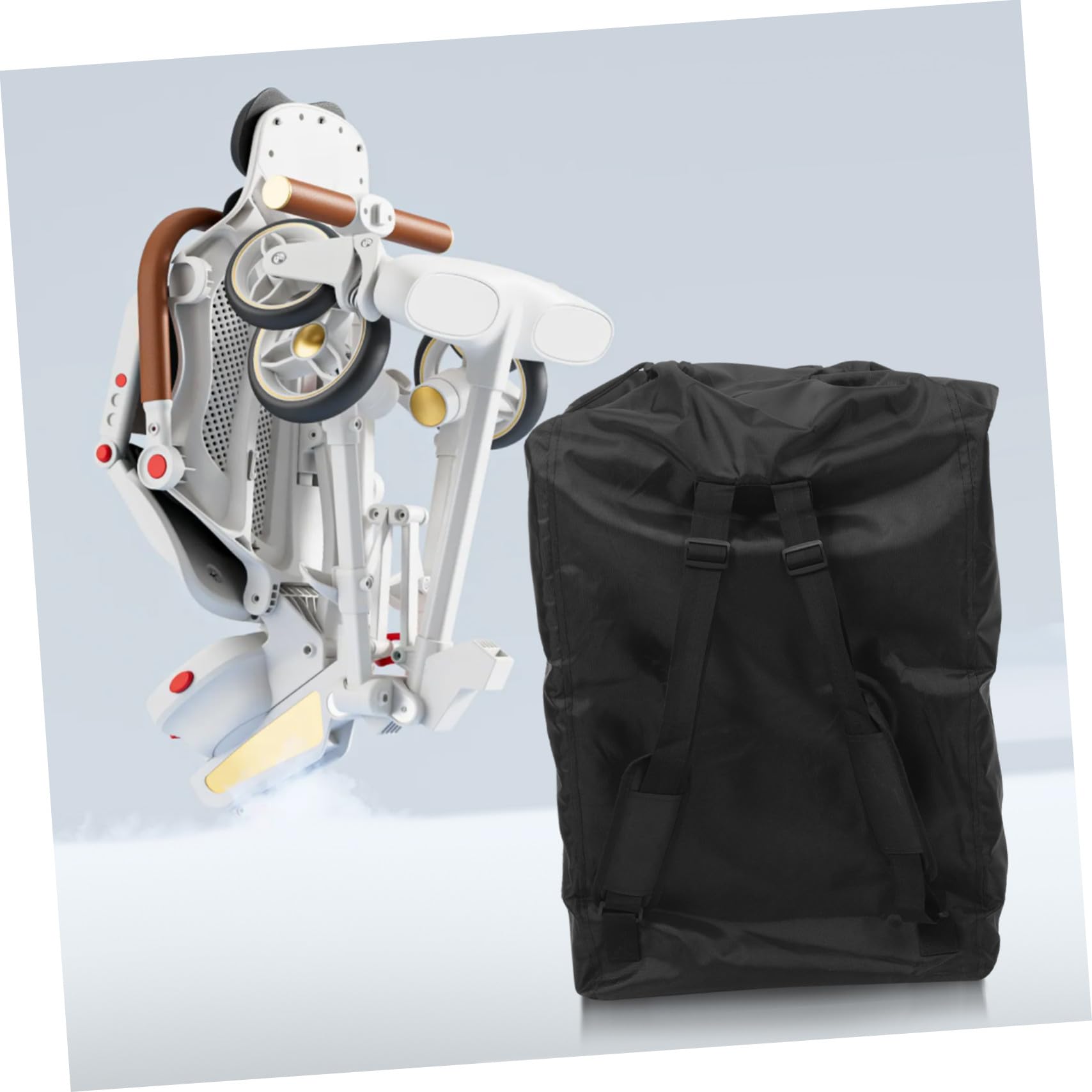Toddmomy Borsa da Viaggio per Passeggino Zaino Nero Oxford Capiente | Scomparti Multipli, Formato 1 Pezzo, Adatto a Oggetti per Bebè e Uso in Aereo