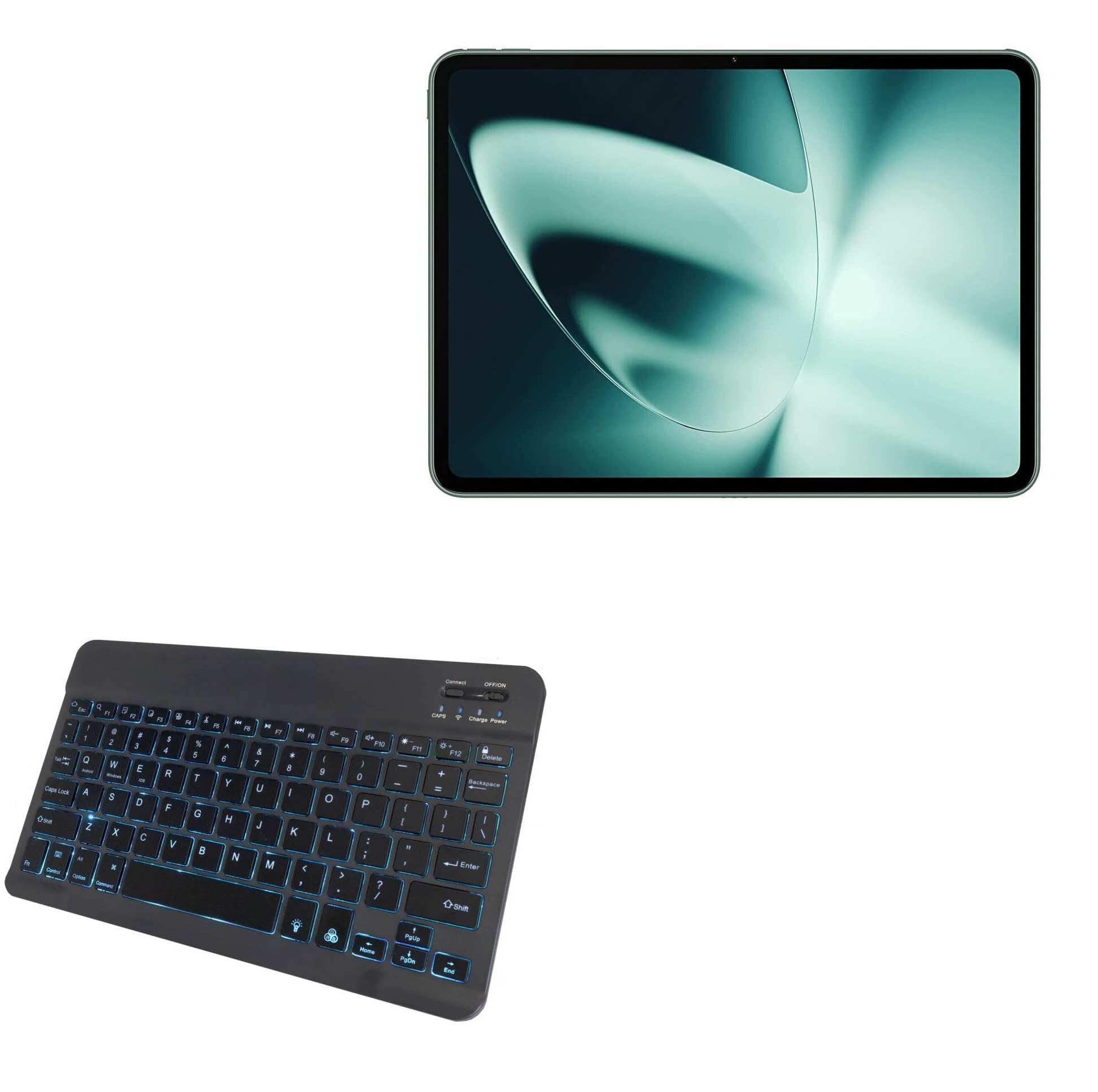 BoxWave Keyboard Compatible with OnePlus Pad (11.61 in) - SlimKeys Bluetooth Keyboard - with Backlight, Portable Slim LED 7 Colors - Jet Black