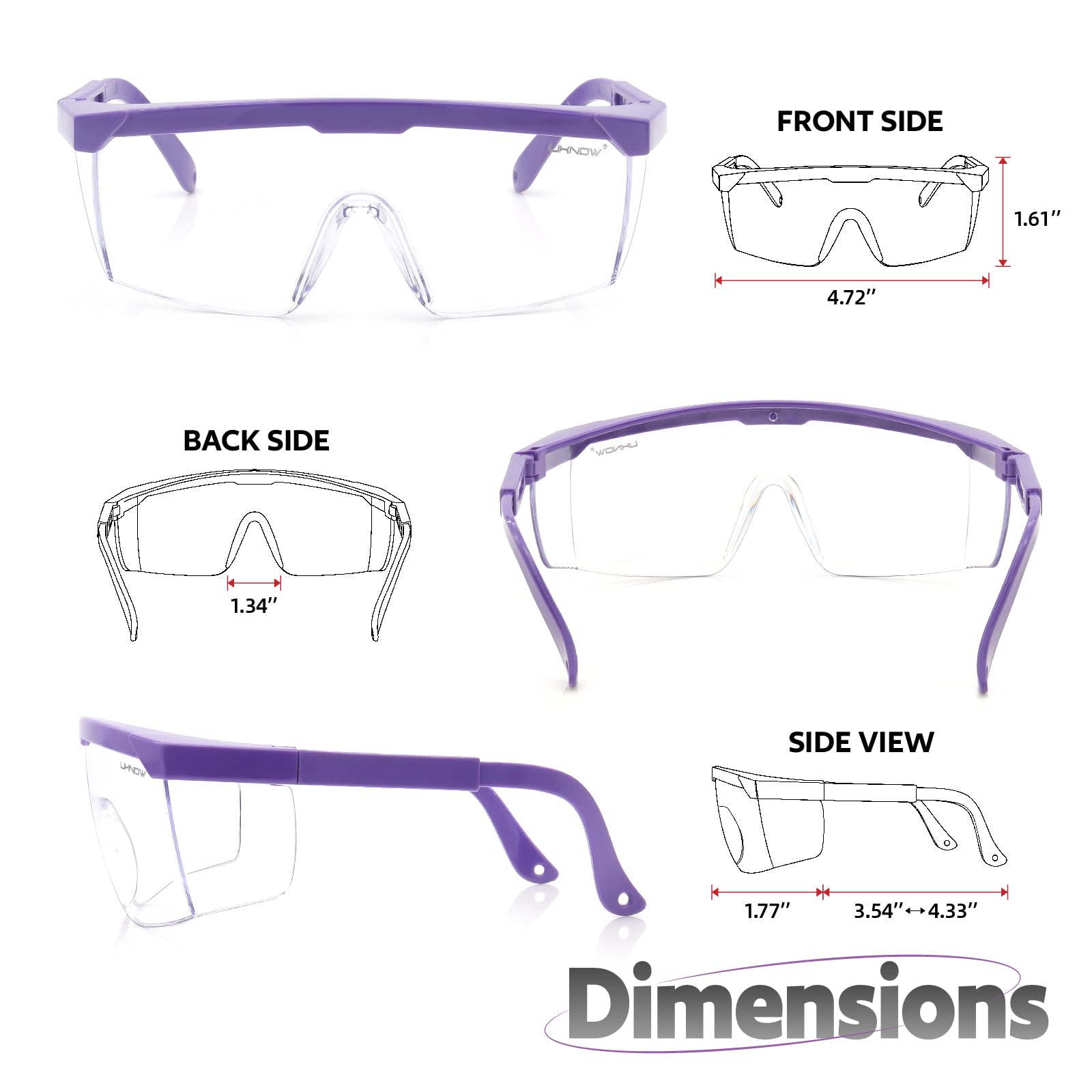 UKNOW Gafas de seguridad antivaho ANSI Z87.1, gafas protectoras ajustables, lentes transparentes de laboratorio, paquete de 2