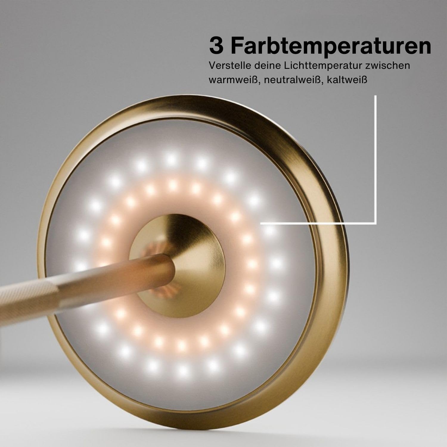 TAP Light Retro Tischlampe Gold Dimmbar I Aluminium Vintage Lampe mit modernem Design I 28cm Hoch Akku betrieben I Elegante Nachttischlampe egal für Wohnzimmer, Esszimmer& Schlafzimmer