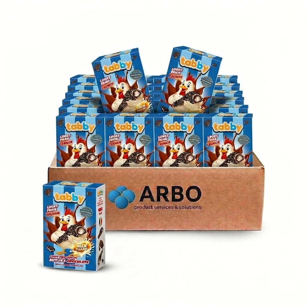 Tabby Chicken Chocolate 24er Großpack – Looks Chicken But It's Chocolate! | 24x50g Milchschokolade mit Cremefüllung & Kakao-Keks-Kruste | TikTok Trend-Snack | Vorratspack für Kiosk & Events | Halal