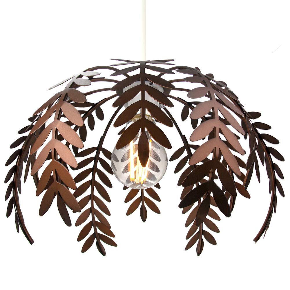 Happy Homewares Classic Fern Leaf Design Ceiling Pendant Light Shade In Stylish Bronze Finish from B&Q