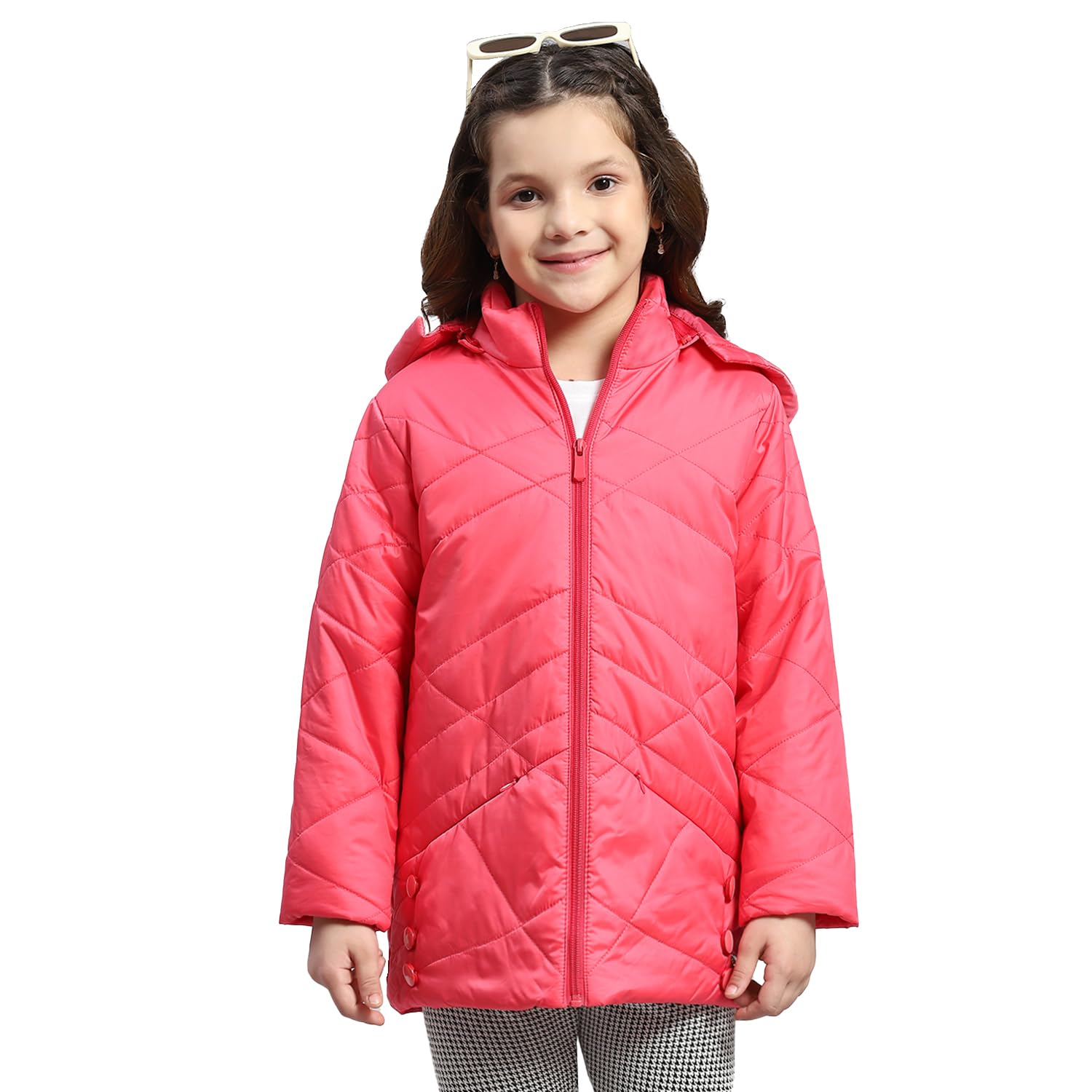 Monte Carlo Girls Blended Polyes Pink Solid Hood Jacket