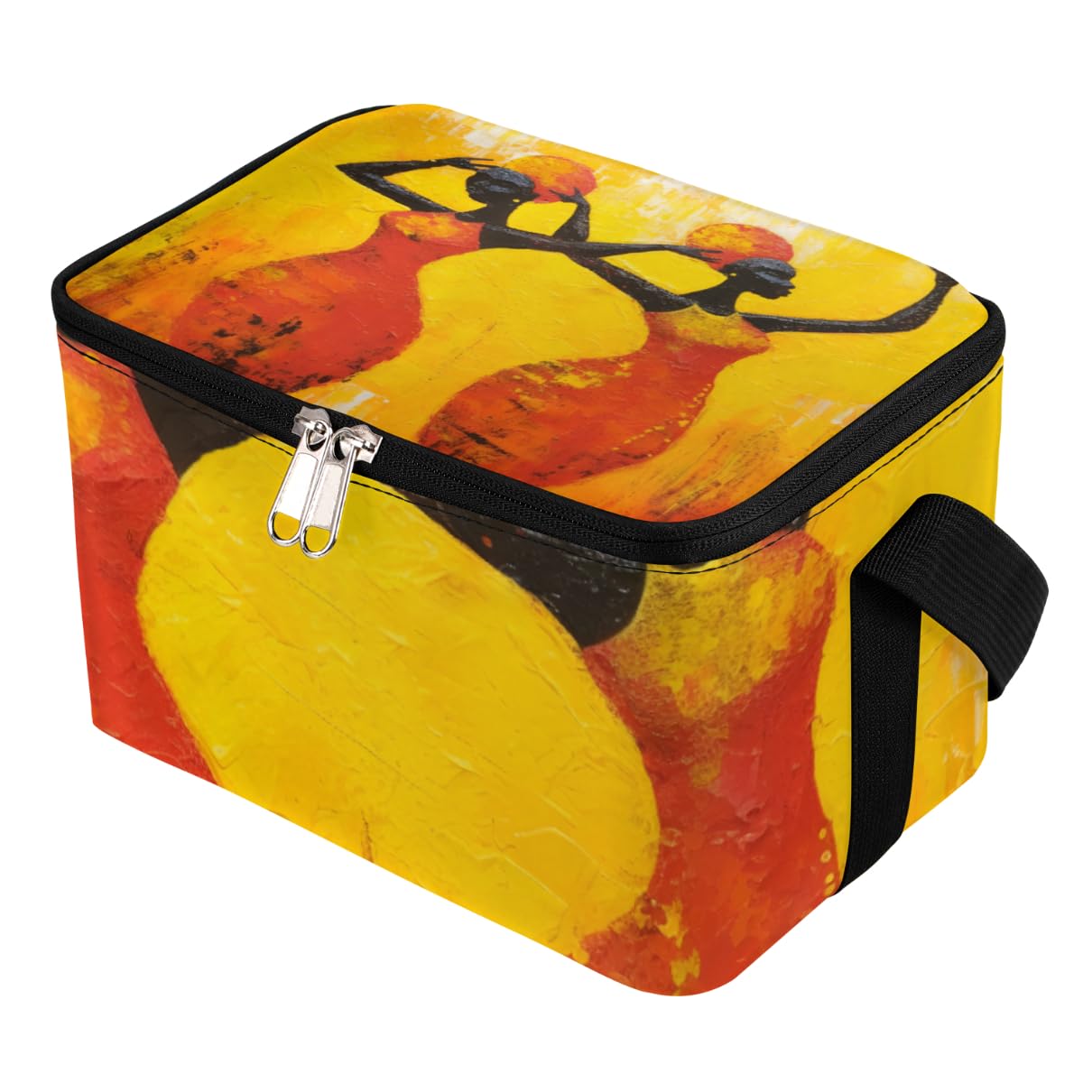 GzLeyigou Lunch Bags for Women Men 9 Cans,Africa Woman Hot & Cold Food Delivery Bag Insulated Grocery Bag Insulated Lunch Box Ethnic woman Cooler Bag for Office Work Picnic Beach