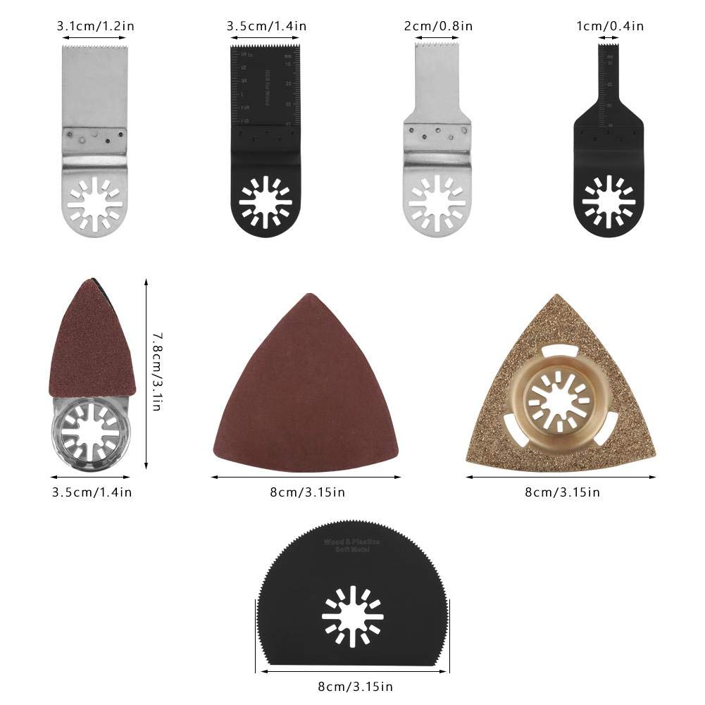 PAYA TOOLS Lot De 3 Lames De Scie Oscillantes En Carbure, Lames D'outils Multifonctions à Dégagement Rapide Pour Métaux Lourds, Clous, Aluminium, Tuyau, Cuivre Et Autres Matériaux Durs