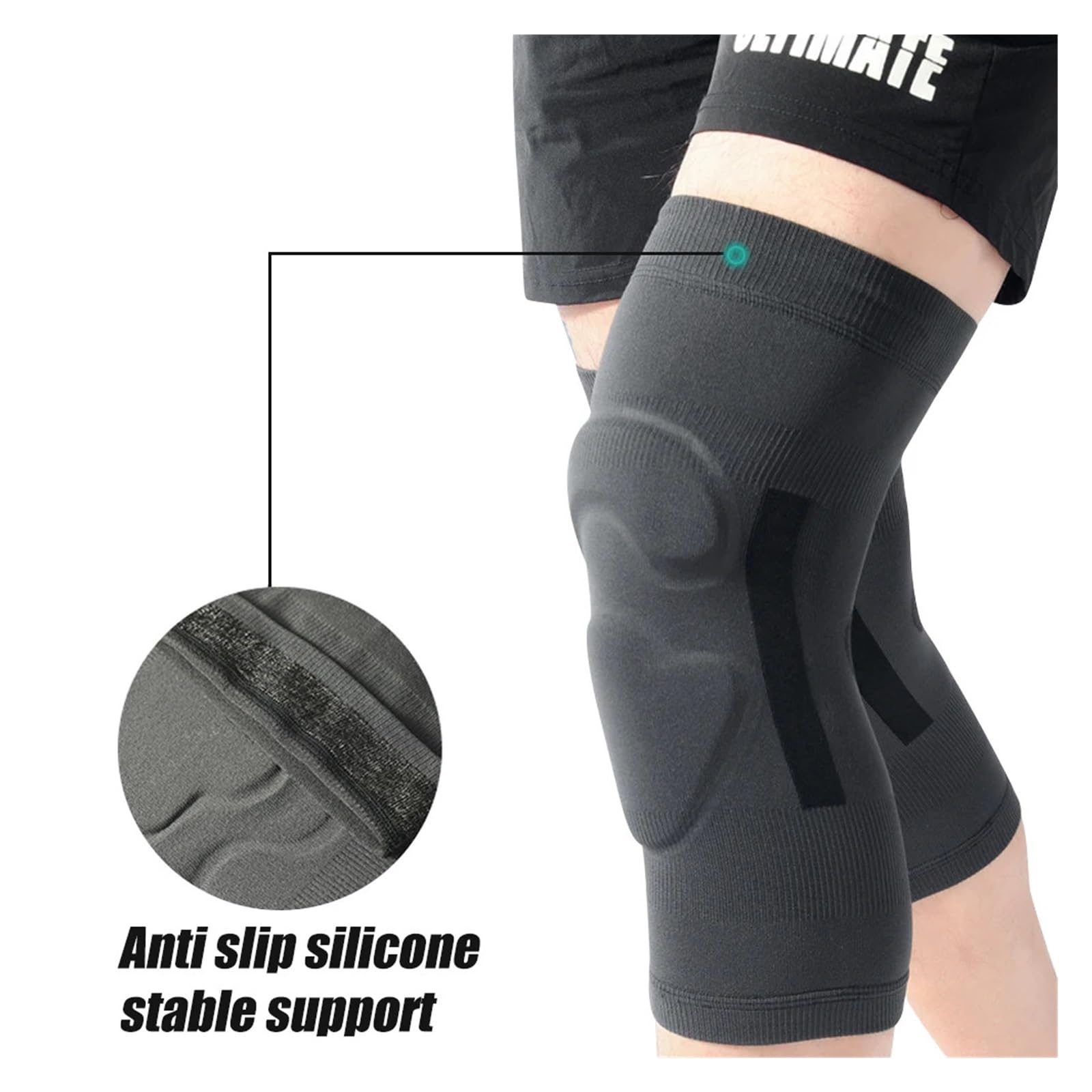 MRKU Genouillères de Sport antidérapantes, Manchons de Compression, 1 Paire, pour la Course à Pied et Le Volley-Ball.
