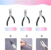 Vista 7 de Juego de 3 piezas de alicates para joyería, kit de herramientas de alicates para hacer joyas incluye alicates para joyería de punta de aguja, punta