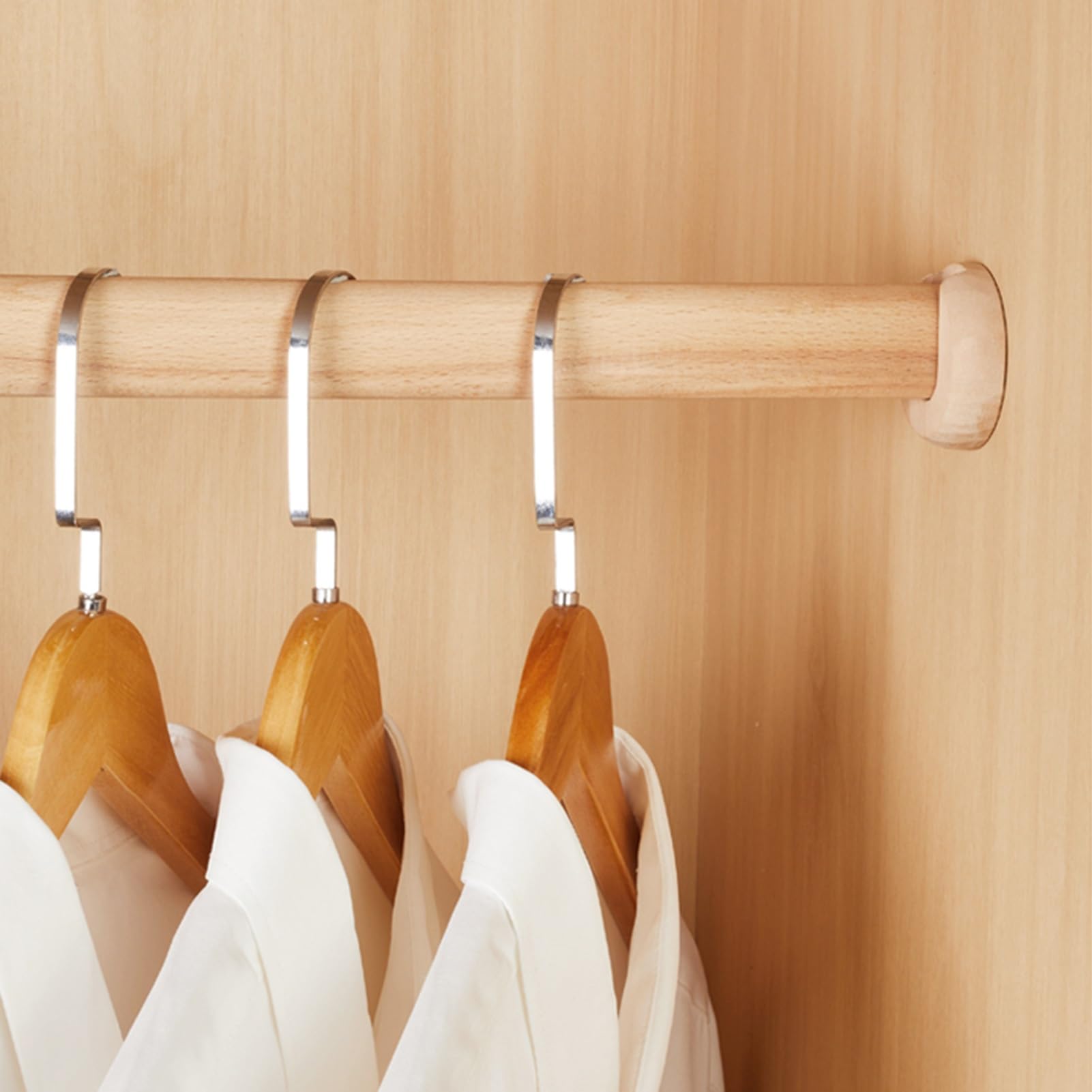 Closet Rod Beech Clothes Hanging Bar for Closet, Household Wardrobe Drying Rod Space Saving, Clothing Rack Pole for Hotel/RV(70cm)