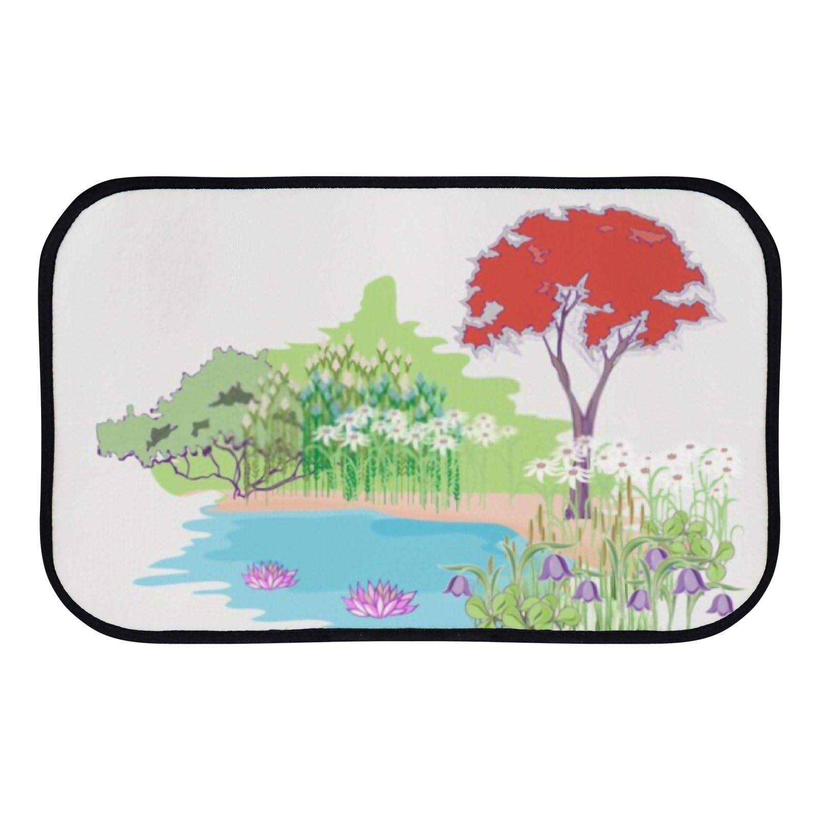 Nuansexi Bathroom Rugs Flower Garden Pattern Floor Mats Non Slip Bathmat Doormat Tub Mat Coral Velvet Absorbent Entrance Carpet Mats Machine Washable Bedroom Decor