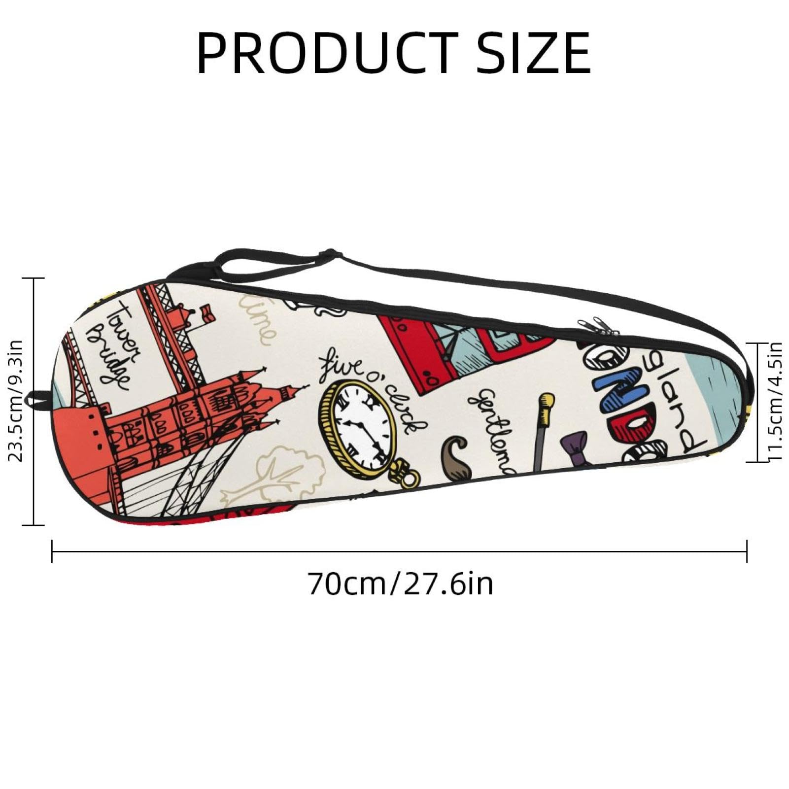 Bolsa para raqueta de bádminton, bolsa de raqueta de bádminton, bolsa de raqueta de tenis, bolsa de remo para 2 raquetas, símbolo de signo de referencia de viaje de Inglaterra