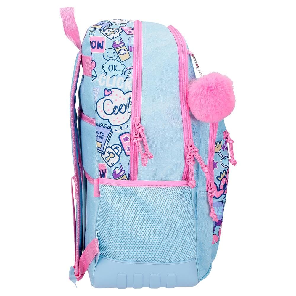 Movom Power Girl Mochila Infantil, Mochila Escolar, Fabricada en Poliéster, Bolsillos Laterales, Tirantes Anchos Ajustables, Asa Superior para colgarla, Sistema Magic Fix.