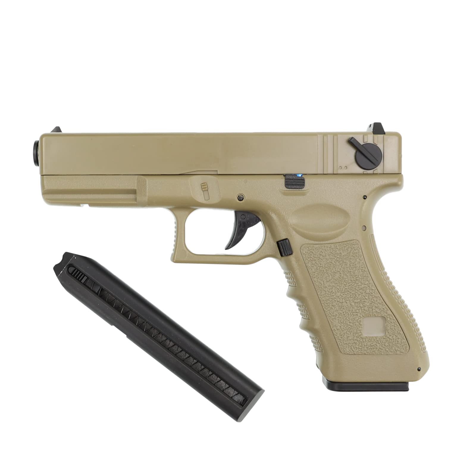 Cyma C18 Softair Pistole CM030 AEP TAN I 0,5 Joule Kal. 6mm Airsoft Set inkl. Akku, Ladegerät & OpTacs Patch I Vollautomatisch & Semi elektrisch