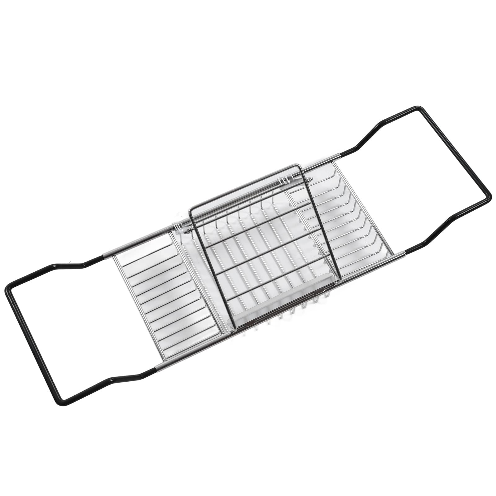 less Estante para bañera de acero, bandeja de metal para bañera, estante de baño retráctil para libros y copas de vino, bandeja para bañera de acero 304 less con soporte para