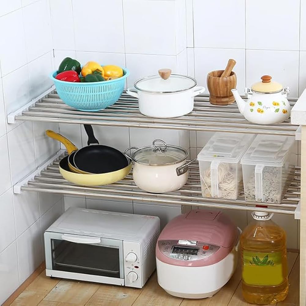 Separador de armario de metal, estante extensible ajustable de 36 cm de ancho con separadores en capas para organización en armarios y taquillas
