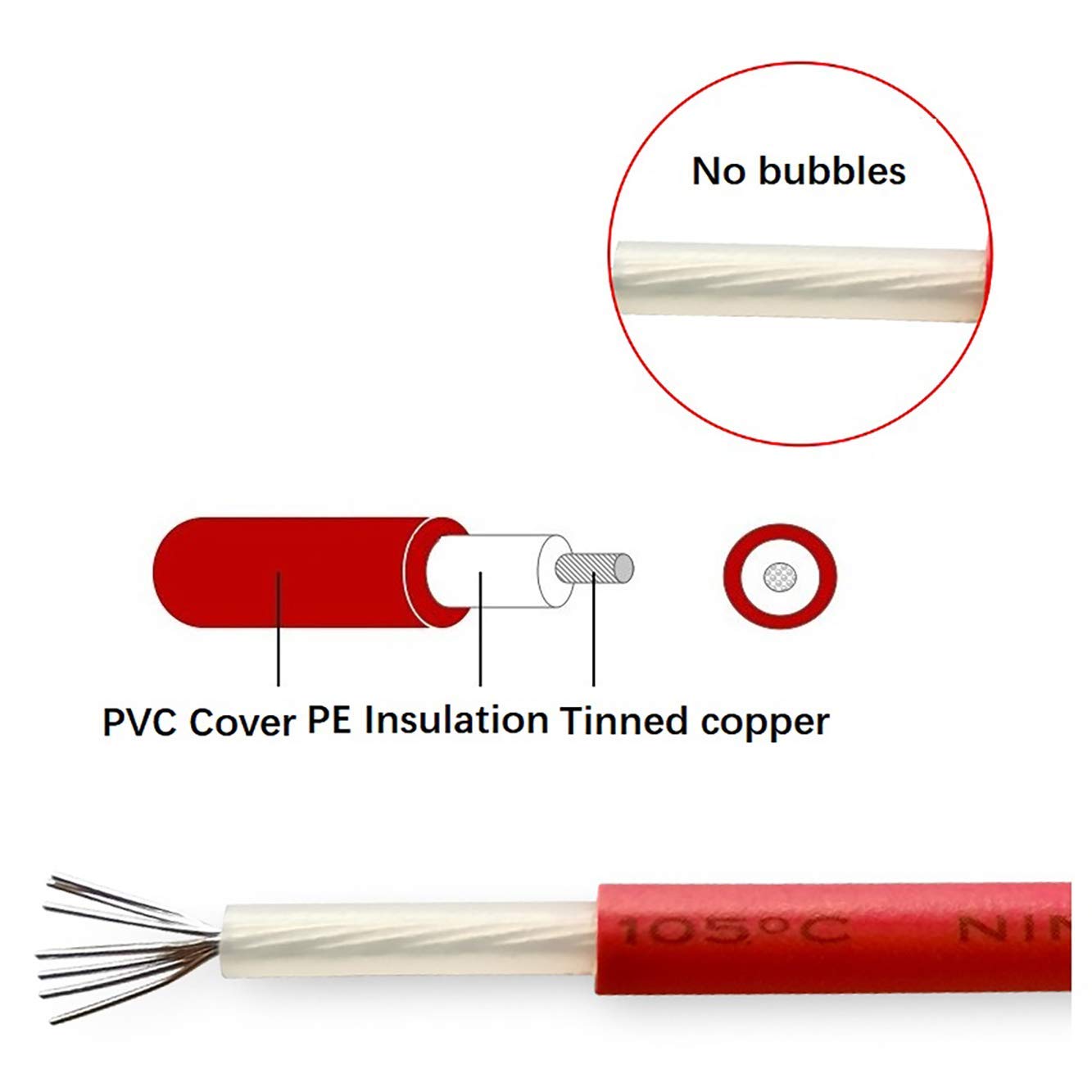 Cable de alto voltaje, 50 KV CC, 10 m / 32.81ft, AWG22, rojo, para máquinas láser de CO2