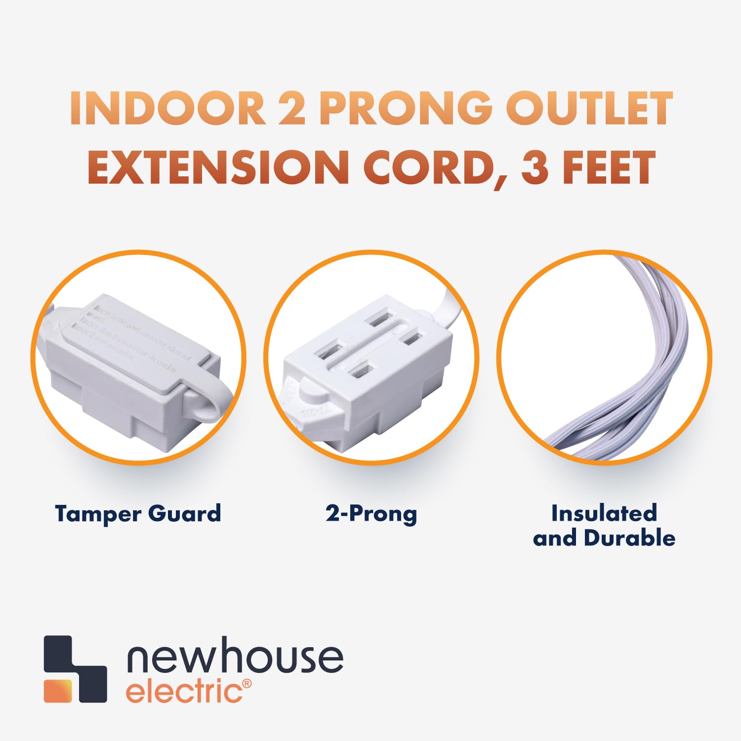 Newhouse Electric 3-Foot Extension Cord - Tamper Guard -6