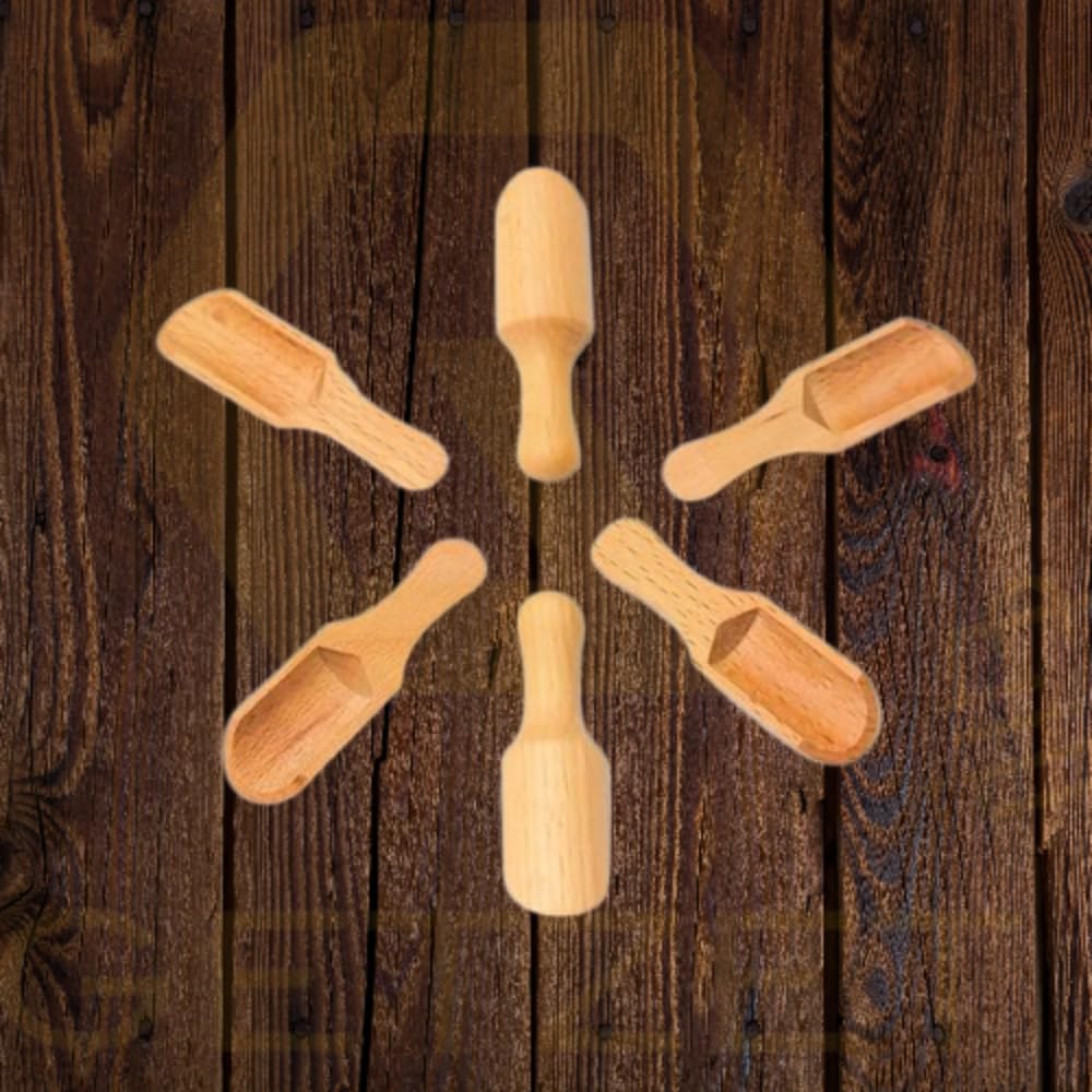 GETZET Wooden Scoop Spoon Multipurpose Use Sugar, Bath Salt, Cooking Accessories Home, Party, resturant Scooper for Spice Home Kitchen Tool. (Set of 6) 2