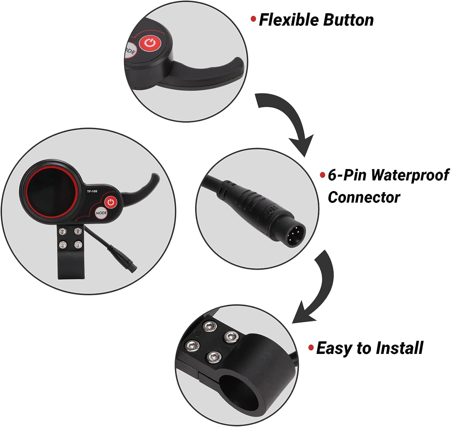 Acceleratore A Pollice Elettrico Con Display LCD, Acceleratore A Pollice Per Bici Elettrica Con Controllo Intelligente A 6 Pin Per Skateboard Elettrico Scooter Elettrico