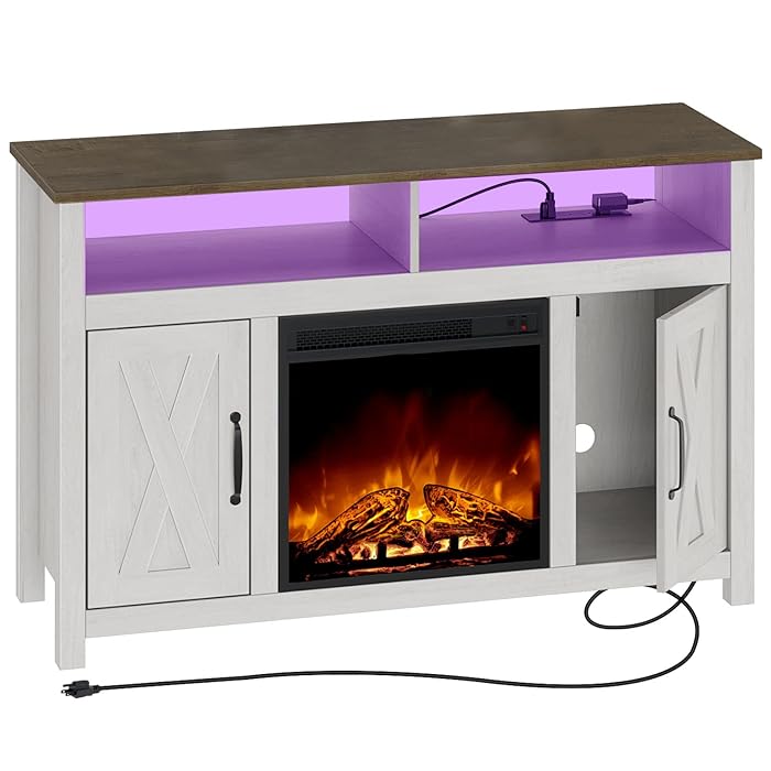 Buy Rolanstar Fireplace TV Stand, 47” TV Console Table with LED Lights