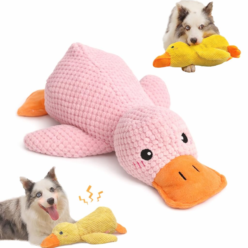 MADPET Köpek Oyuncağı Sesli Peluş Ördek 45 cm – Dayanıklı Isırma ve Çekiştirme Oyuncağı, Diş Temizle