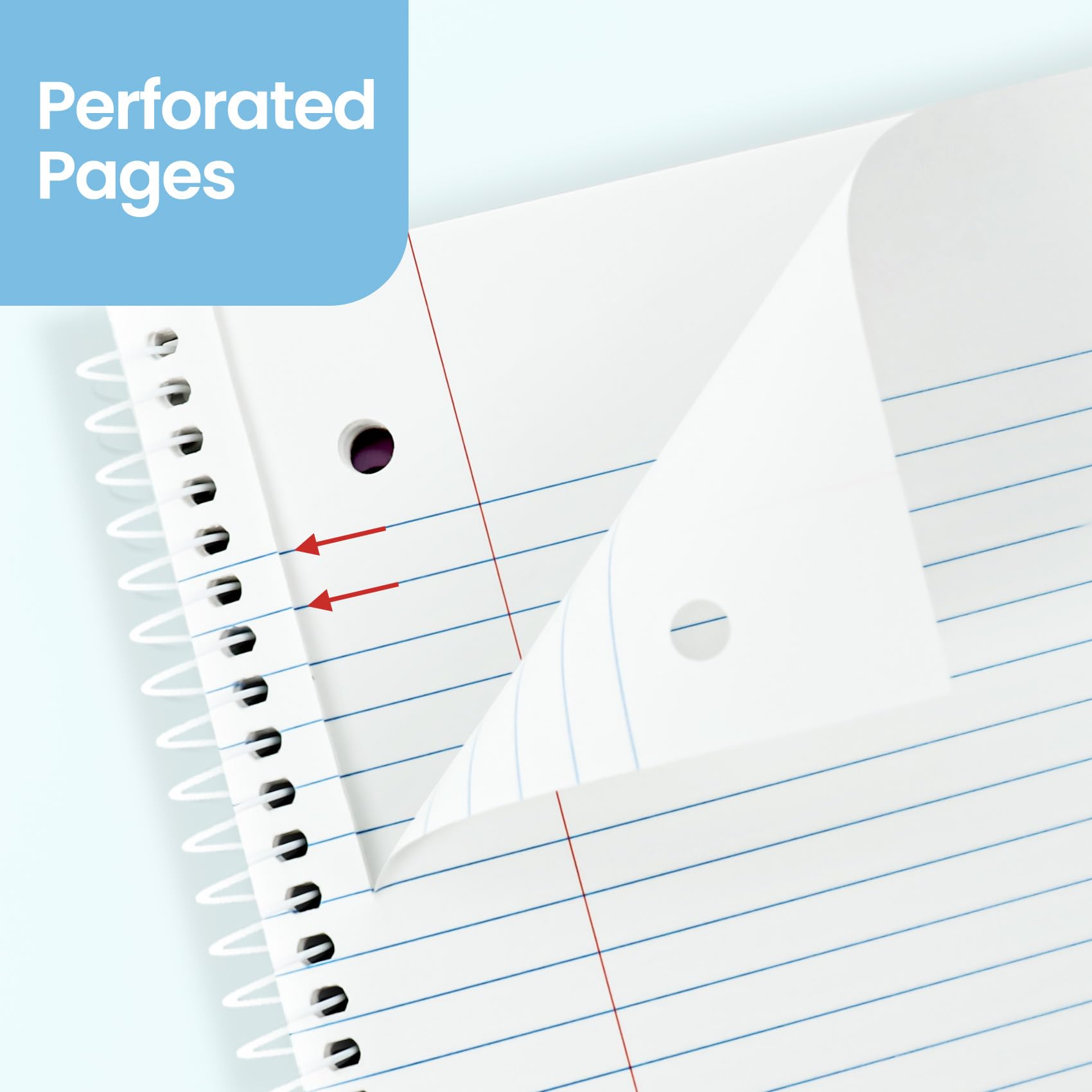 Taja Spiral Notebooks College Ruled, 4 Pack, 8" x 10-1/2", 140 Pages (70 Sheets), 3-Hole Punched Paper, Assorted Pastel Colors, 1-Subject Notebooks for School, Office, and Home Writing, Blue & Green - Image 4