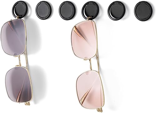 Miniatura 10 de Paquete de 6 organizadores de lentes de sol montado en la pared, soporte colgante para lentes de sol, organizador de almacenamiento de lentes de sol