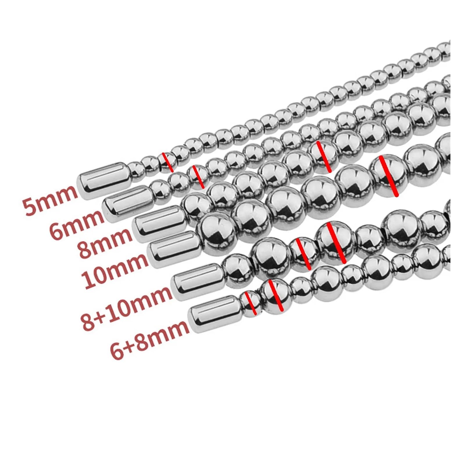 35cm Stainless Steel Urethral Sound Dilators Penis Plug Insert Stimulation Catheter Beads Male Masturbator Horse Eye Sticks BDSM (Color : ): 35cm 6mm