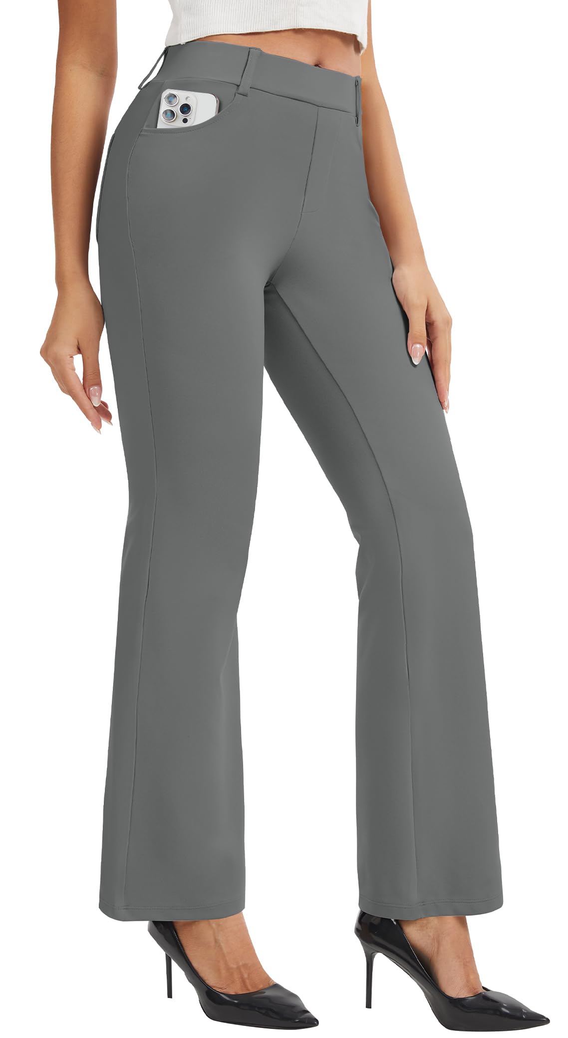 AVAMO Stretchy Work Pants Slacks for Women Pull On Dress Pants High Waisted Business Casual Office with Pockets