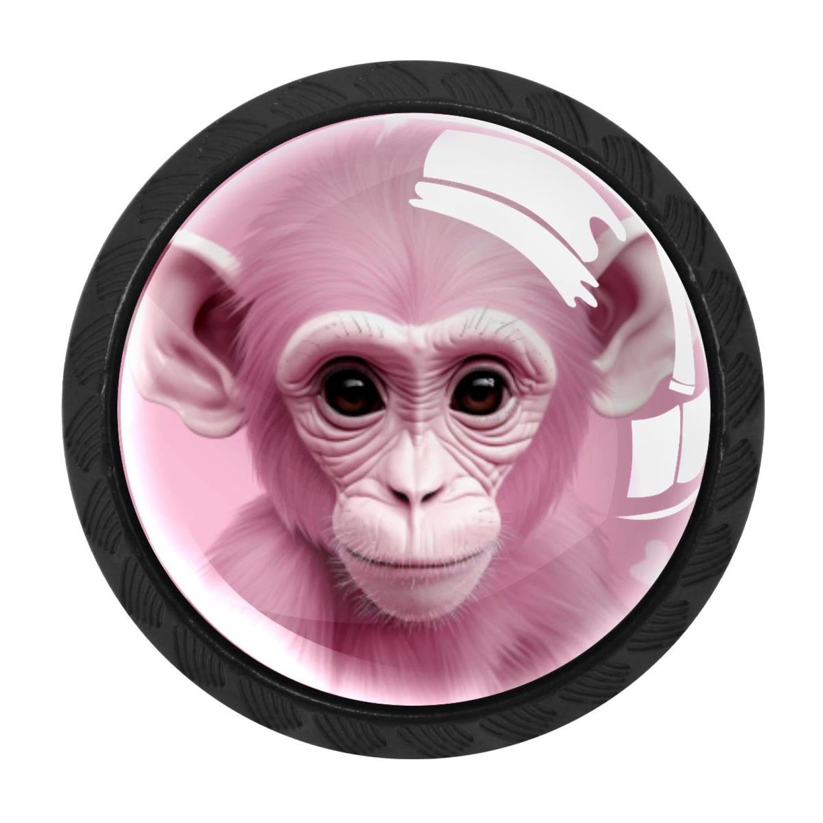 Chenzzzz Multicolored 06 4 Pieces Black Cabinet Pull Handle With Screws,Pink Monkey Orangutan Kitchen Knobs, Hardware For Cupboard Drawer Dresser