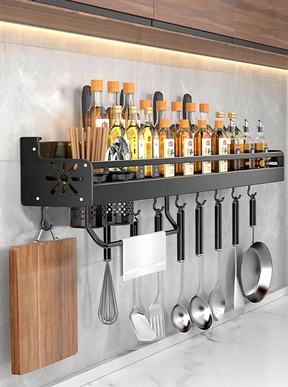 Kitchen Multi-functional Storage Shelf Condiment Bottle Rack Storage Shelf Cutter Holder Chopstick Storage 400/500/600/700/800 mm - Capacity UP! (600mm)