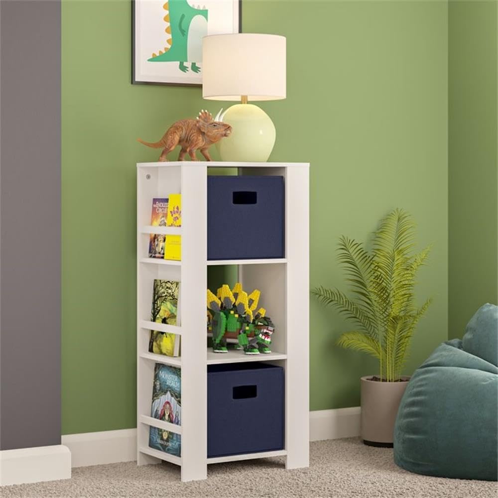 RiverRidge Book-Nook Tower Kids Bookshelf & Toy Storage Organizer with 3 Cubbies and 6 Book Racks - Toy Organizer for Playrooms and Nursery