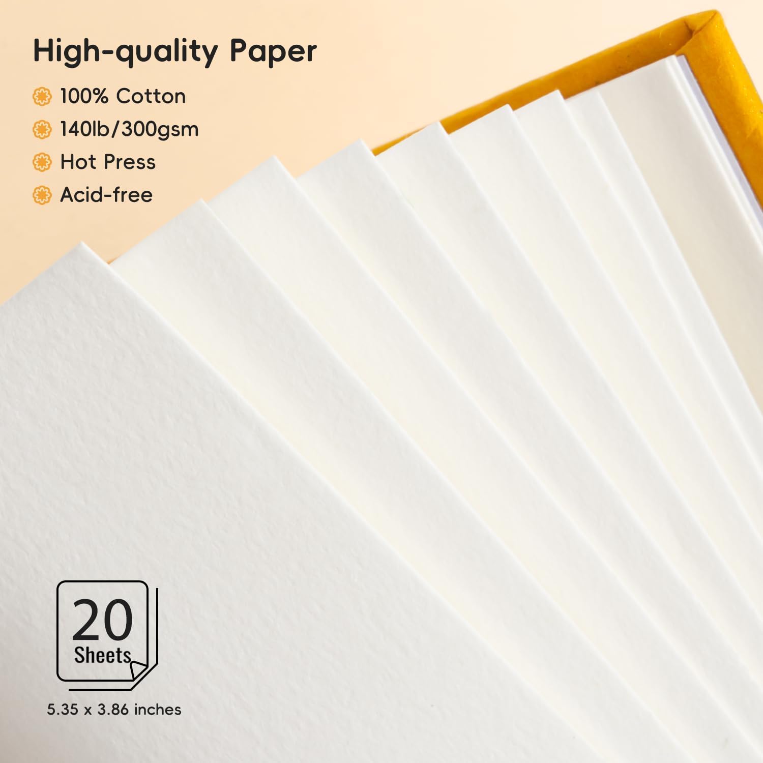 Arrtx Watercolor Sketchbook,100% Cotton Acid-Free 140lb/300gsm Hot Press Hardcover Watercolor Journal Notebook 2 Pack,40 Sheets 5.35 x 3.86 inches image 3