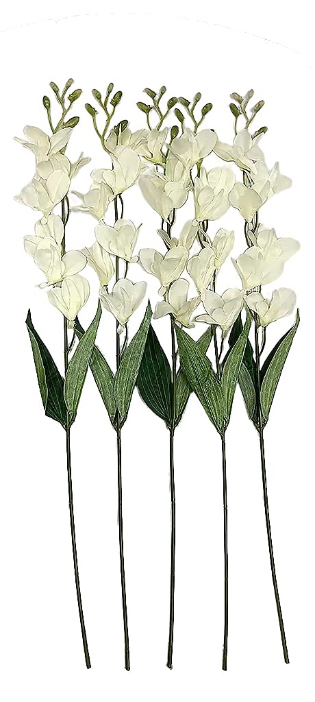 Plastic Artificial Flowers White Orchid Flower | Fuzia Orchid Sticks For Home Decoration And Garden Decor (White 5 Sterms - Vase Not Included) (B0BYJ52N8V) Amazon Price History, Amazon Price Tracker