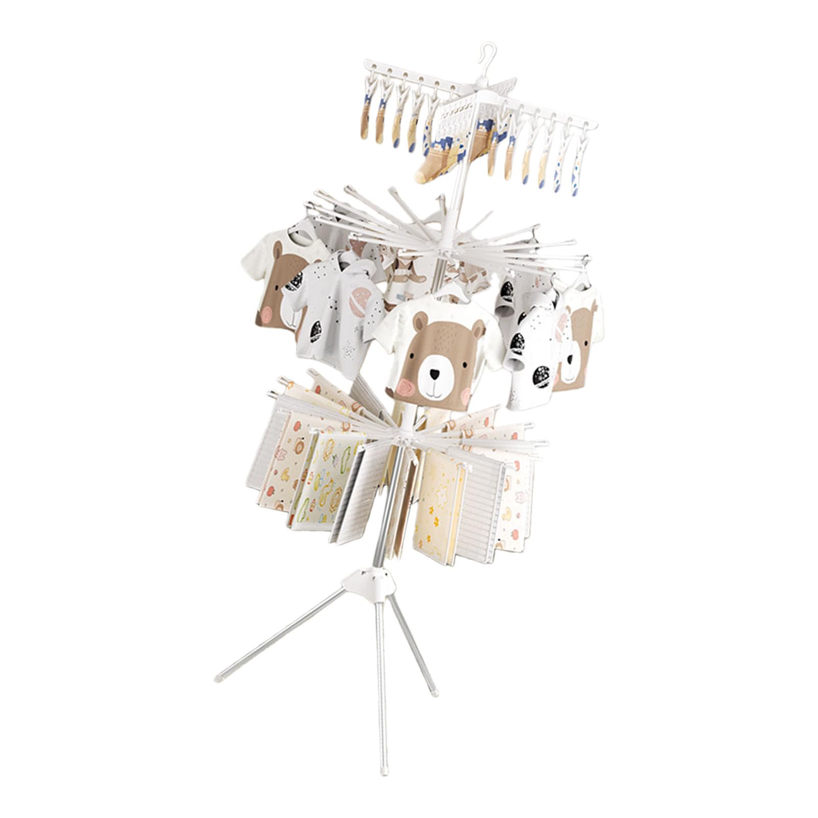 Nucelit Large Capacity Rustless and PRESENTATION 3 Rank Collapsing Drying Rack Highlighting Disks for Portability and Pliable for Space Saving Home Drying Rack