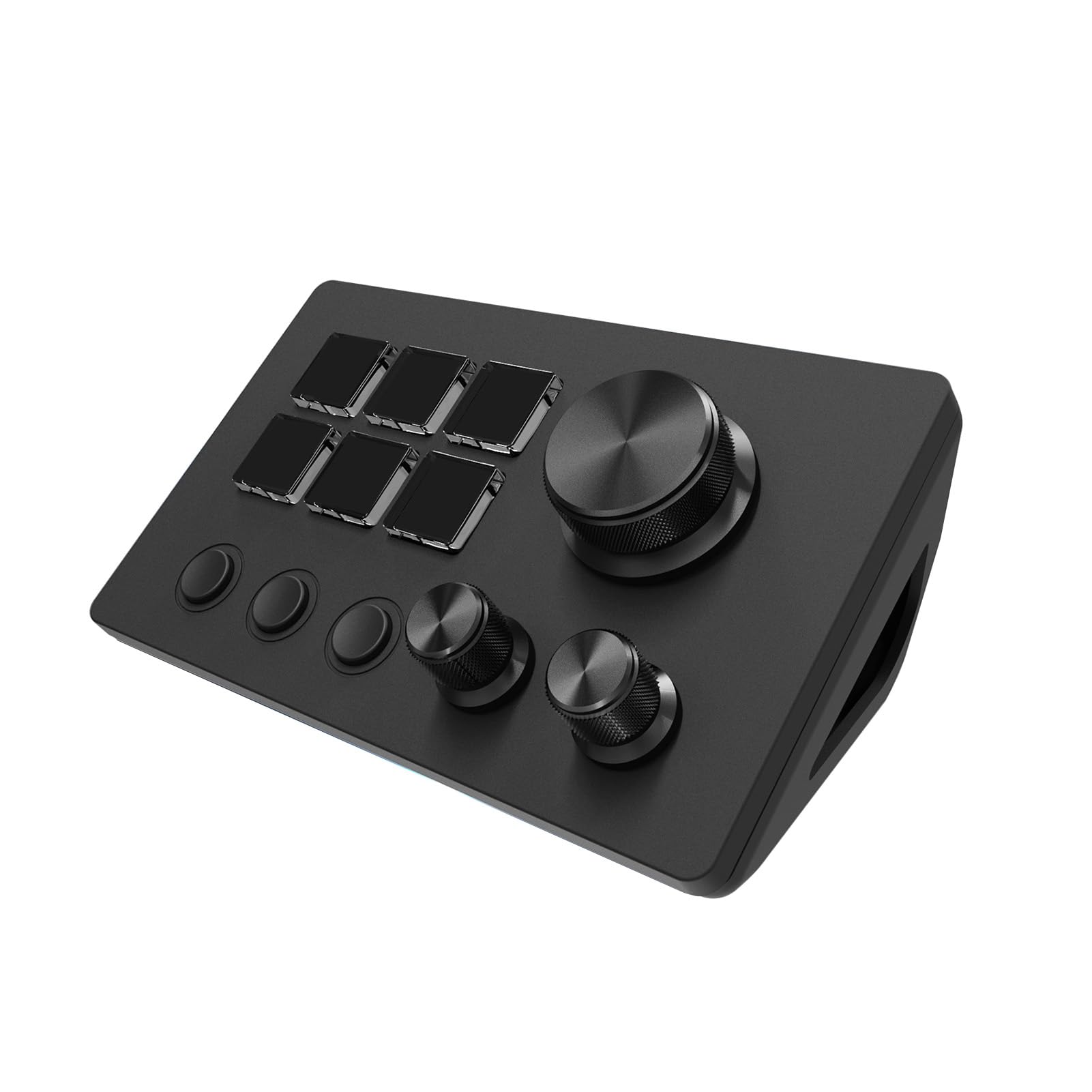 PUSOKEI 6-klawiszowy Stacjonarny Kontroler Multimediów z Wszechstronnym Interfejsem, Przenośna Konstrukcja dla Systemów MacO 14 i Nowszych, 165 G (BLACK)