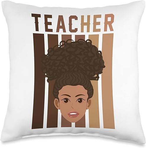 Black History Month Teacher Afro Love Melanin Black Smart Teacher Afro Love Melanin African American Women Throw Pillow 16x16 Multicolor