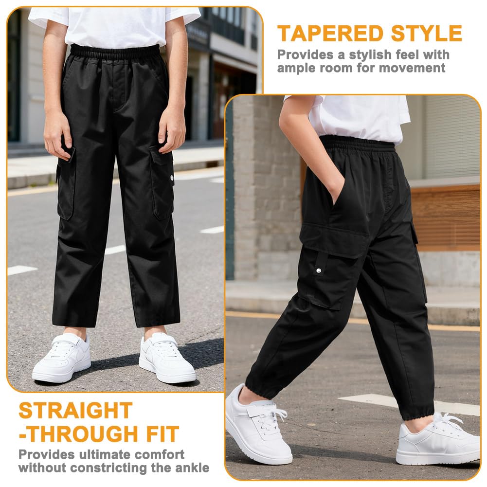 Pantalones para Niño, Pantalones Cargo Junior Jogger con Cintura Elástica y Talón Ajustable, dos Bolsillos Grandes, 7-15 Años