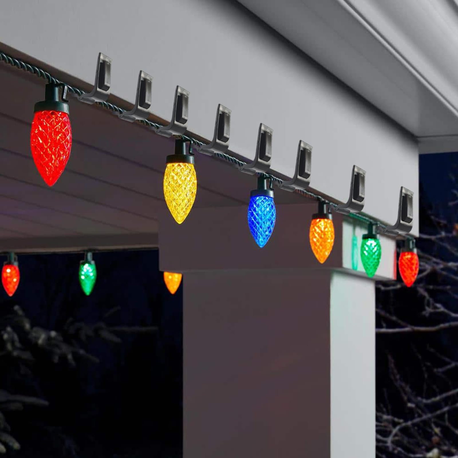 Geegoods Weihnachtslicht-Clips – 50 Stück, 4,8 Cm Für Dachrinne & Zaun, Hält C5/C7/C9 Lichterketten (weiß)
