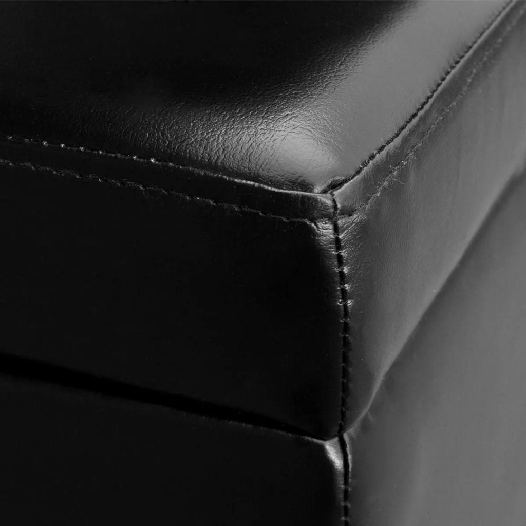 Baul, Banco, Puff de Almacenaje, Arcon Elevable, Acabado en Simil Piel Color Negro, Medidas:118 x 46 x 75 cm