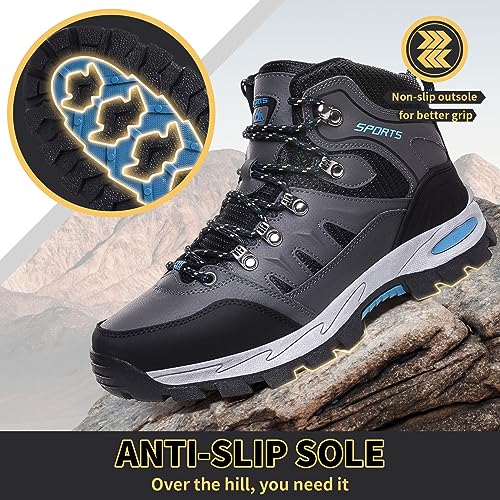 Littleplum Herren Wanderschuhe Winterschuhe Waterproof Wanderstiefel Outdoor Rutschfest High Top Trekkingschuhe – Bild 3