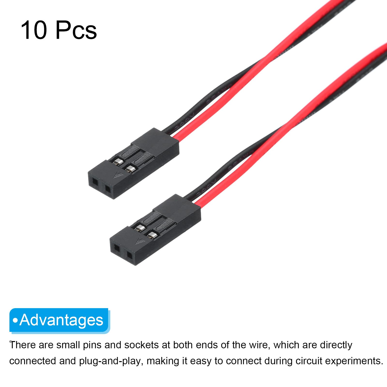 QUARKZMAN Femmina Femmina Cavo di Collegamento Breadboard 2 Pin Passo 2.54mm Singola riga Cavo Nastro Lungo 30cm Progetti Elettronici su Breadboard Confezione da 10, Multicolore